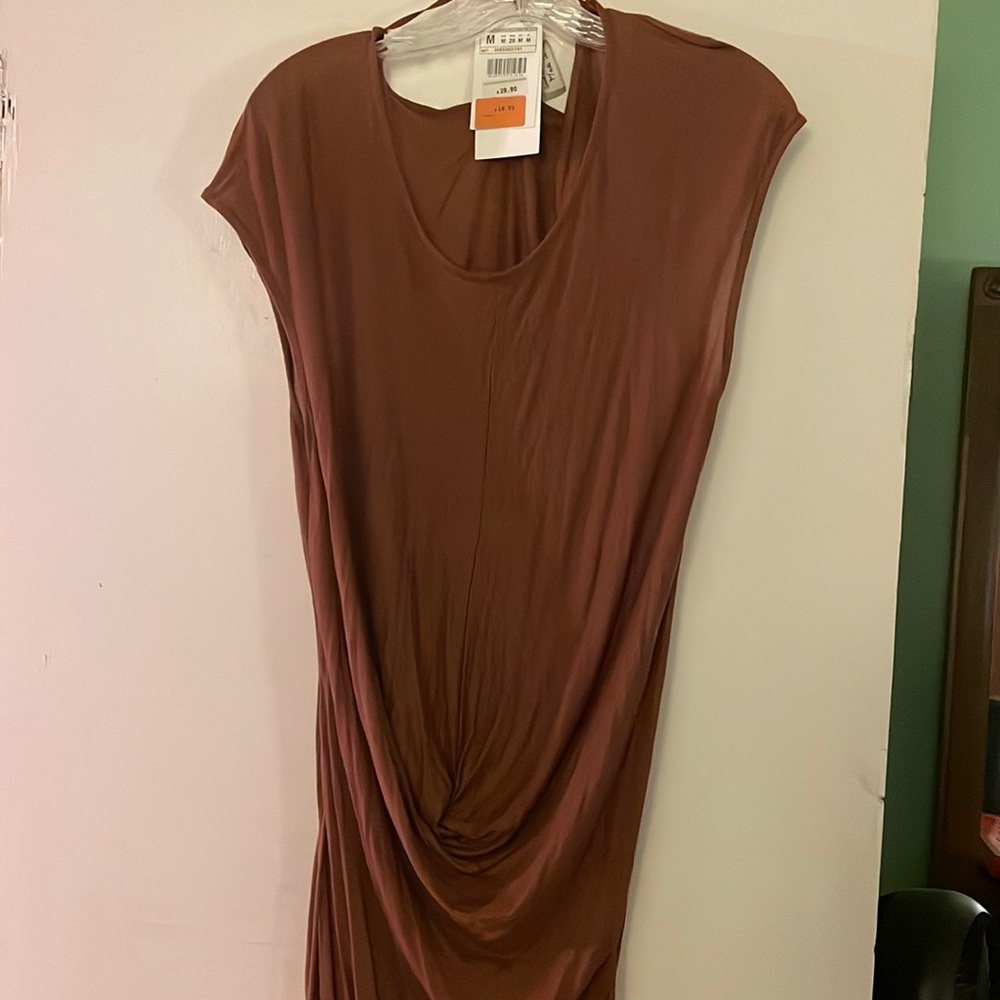 Zara Womens T-Shirt Dress size M brand new with tags copper Pullover